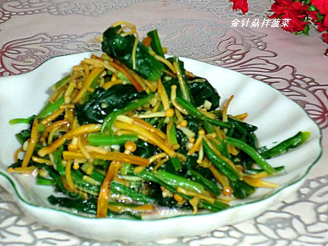金针菇拌菠菜的做法