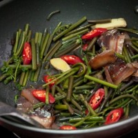 蕨菜炒腊肉的做法图解4