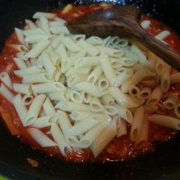 韩国泡菜火腿斜管面的做法图解12