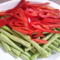 红椒炒豆角的做法 图解1 -->