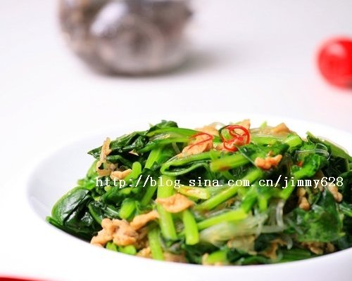 补脑佳肴-虾酱粉丝炒菠菜的做法