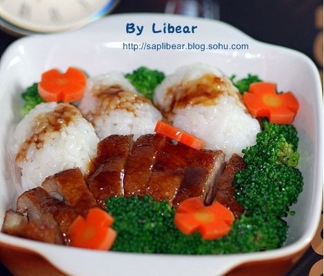 鲜蔬鸭肉饭的做法