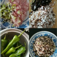 虎皮青椒酿肉的做法图解1