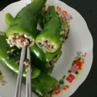 虎皮青椒酿肉的做法图解4