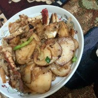 螃蟹炒年糕的做法图解5