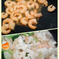 花菜西兰花炒虾仁的做法图解4