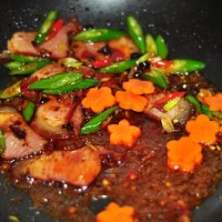 秋葵炒腊肉的做法图解6