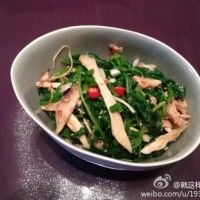 自家菠菜拌鸡丝