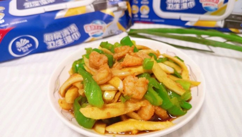 茭白青椒炒虾仁
