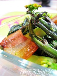 腊肉炒红菜薹