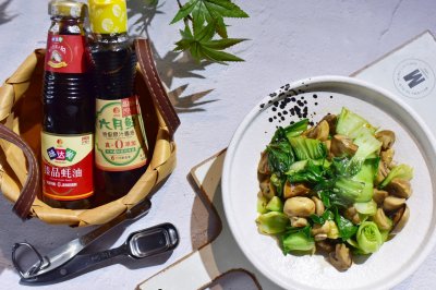 油菜炒口蘑